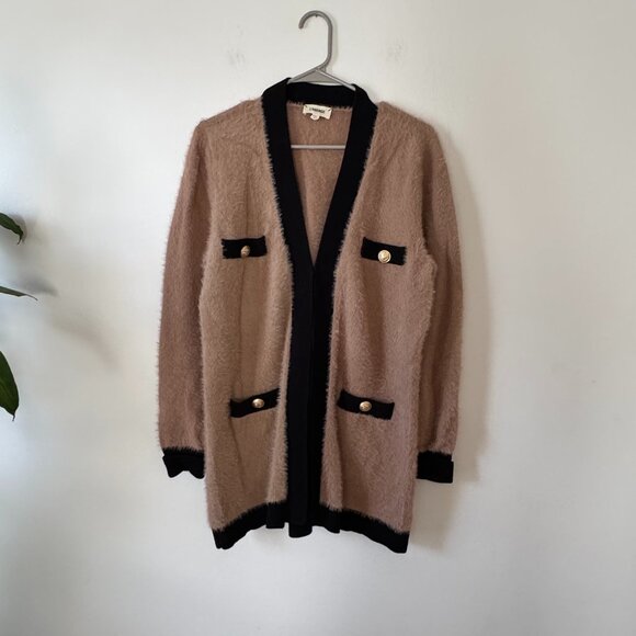 L'Agence Elin Four Pocket Cardigan Camel/Black - Picture 1 of 11